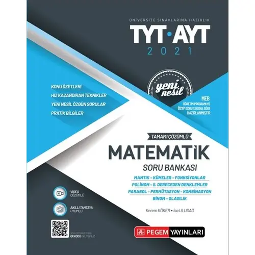 Pegem 2021 TYT AYT Matematik Tamamı Çözümlü Soru Bankası