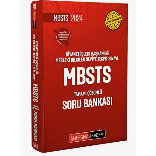 Pegem 2024 Diyanet İşleri Mesleki Bilgiler Seviye Tespit Sınavı MBSTS Çözümlü Soru Bankası