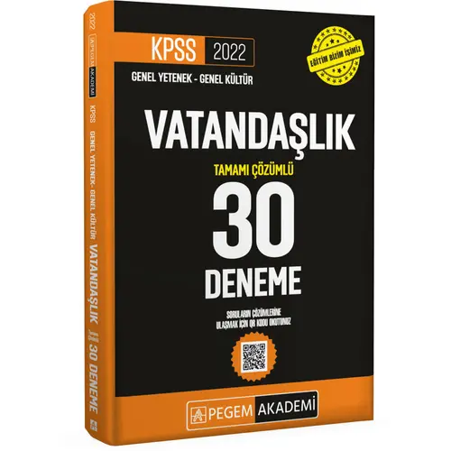 Pegem Akademi 2022 KPSS Genel Yetenek - Genel Kültür Vatandaşlık 30 Deneme