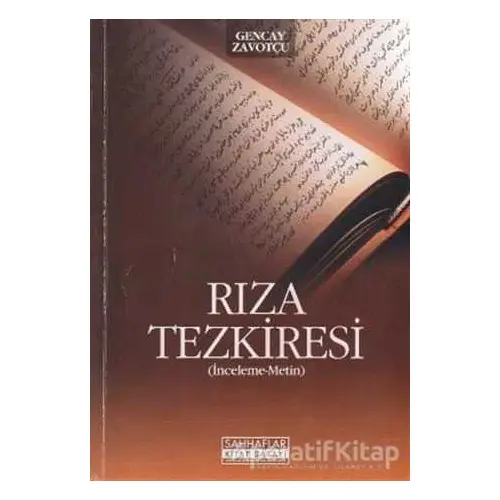 Rıza Tezkiresi - Gencay Zavotçu - Sahhaflar Kitap Sarayı