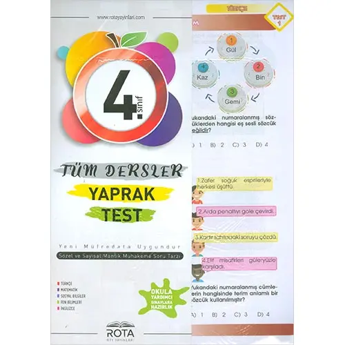 Rota 4.Sınıf Tüm Dersler Çek Kopart Yaprak Test