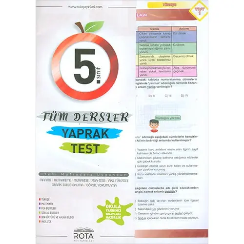 Rota 5.Sınıf Tüm Dersler Yaprak Test