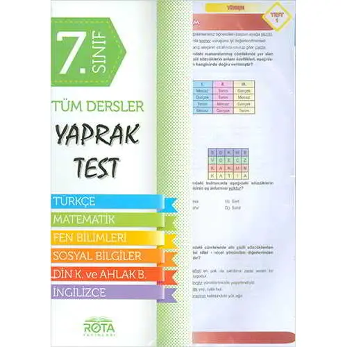 RTY Rota 7.Sınıf Tüm Dersler Yaprak Test