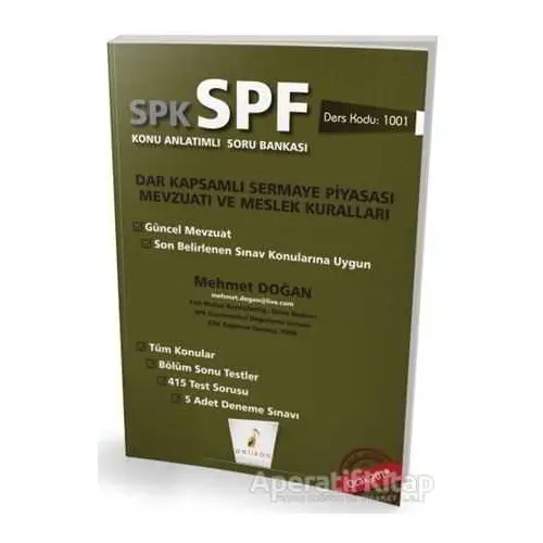 SPK SPF Dar Kapsamlı Sermaye Piyasası Mevzuatı ve Meslek Kuralları Konu Anlatımlı Soru Bankası 1001