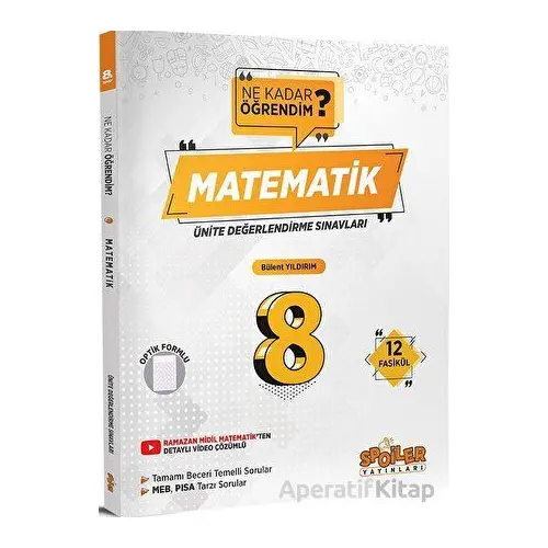 Spoiler Yayınları 8. Sınıf Matematik Ünite Değerlendirme Sınavları 12 Fasikül