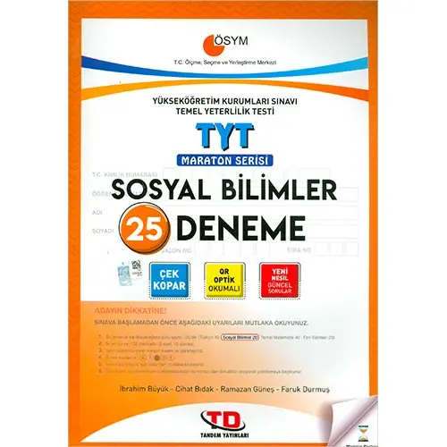 Tandem TYT Sosyal Bilimler 25 Deneme