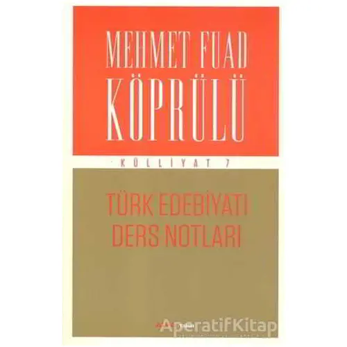 Türk Edebiyatı Ders Notları - Mehmet Fuad Köprülü - Alfa Yayınları