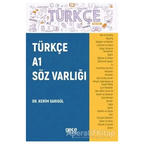 Türkçe A1 Söz Varlığı - Kerim Sarıgül - Gece Kitaplığı