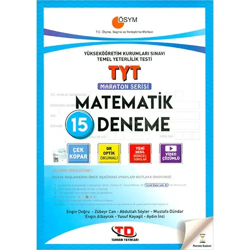 TYT Matematik 15 Deneme Maraton Serisi Tandem Yayınları