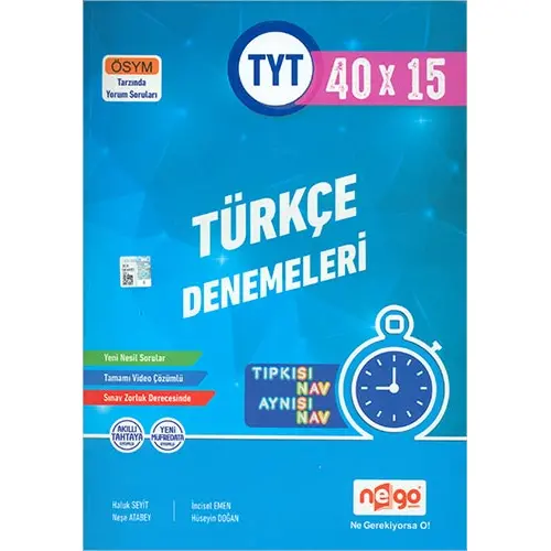 Nego TYT Türkçe Tamamı Video Çözümlü 40x15 Branş Deneme