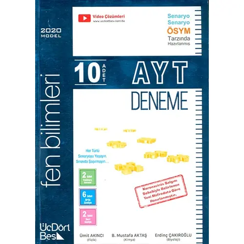 ÜçDörtBeş AYT 10lu Fen Bilimleri Deneme