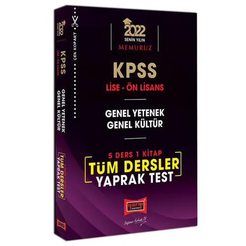 Yargı 2022 KPSS Lise Ön Lisans GY GK 5 Ders 1 Kitap Tüm Dersler Yaprak Test