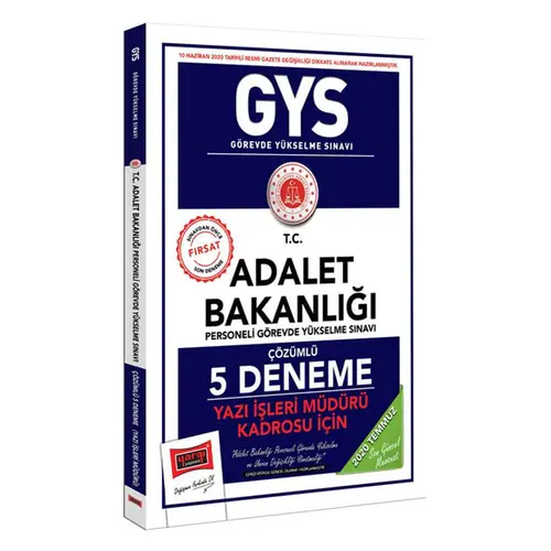 Yargı GYS T.C. Adalet Bakanlığı Yazı İşleri Müdürü Kadrosu İçin Çözümlü 5 Deneme