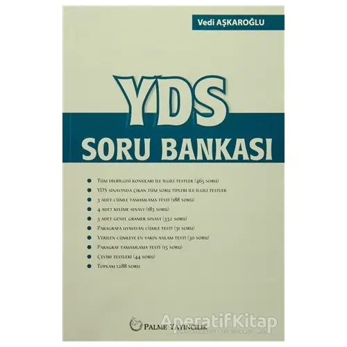 YDS Soru Bankası - Vedi Aşkaroğlu - Palme Yayıncılık