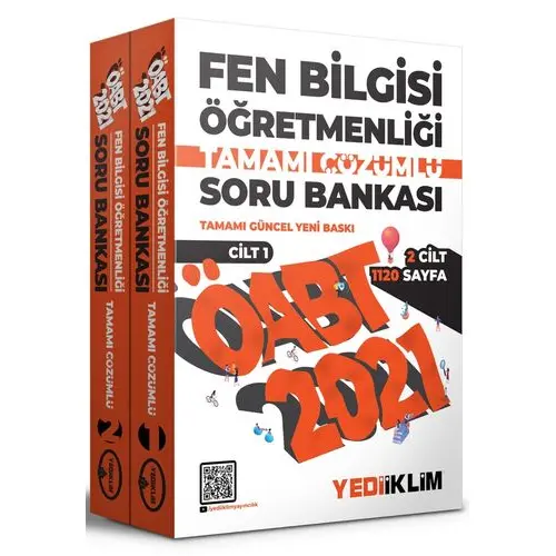 Yediiklim 2021 ÖABT Fen Bilgisi Öğretmenliği Çözümlü Soru Bankası 2 Cilt