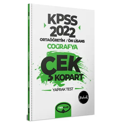 Yediiklim 2022 KPSS Ortaöğretim Ön Lisans Genel Kültür Coğrafya Çek Kopart Yaprak Test
