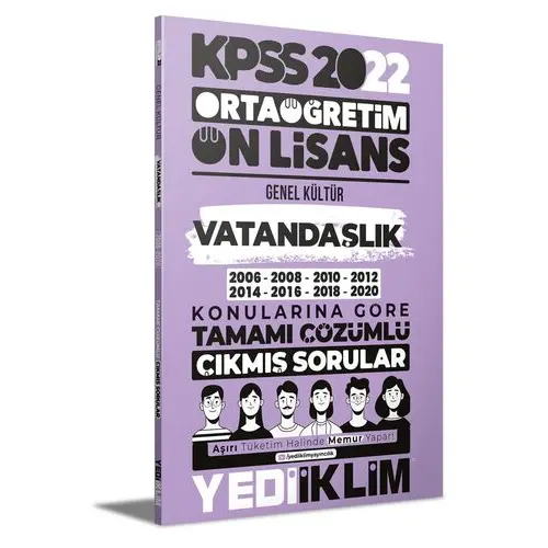 Yediiklim 2022 KPSS Ortaöğretim Ön Lisans Vatandaşlık Konularına Göre Çözümlü Çıkmış Sorular