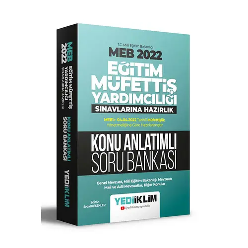 Yediiklim 2022 MEB Eğitim Müfettiş Yardımcılığı Sınavlarına Hazırlık Konu Anlatımlı Soru Bankası