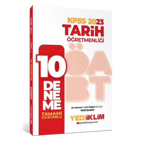 Yediiklim 2023 ÖABT Tarih Öğretmenliği Tamamı Çözümlü 10 Deneme