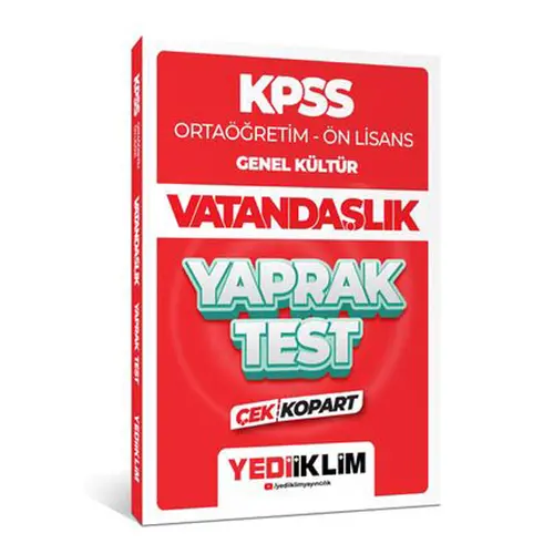 Yediiklim 2024 KPSS Ortaöğretim - Ön Lisans Genel Kültür Vatandaşlık Çek Kopart Yaprak Test