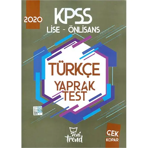 Yeni Trend 2020 KPSS Lise ÖnLisans Türkçe Yaprak Test